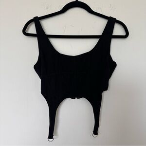 Princess Polly (10) Black Corset Style Crop Tank - Soft Knit Fabric - Stretch